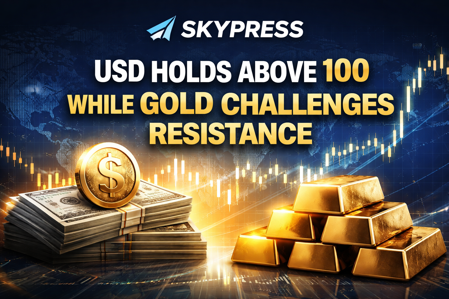 USD Holds Above 100 While Gold Challenges Resistance