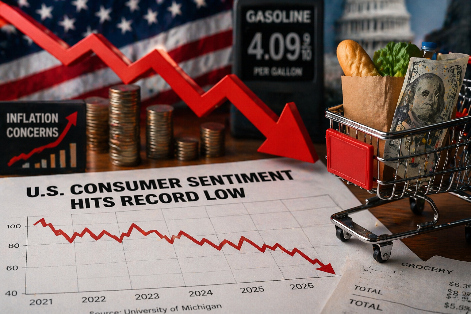 US Consumer Sentiment Hits Record Low as Inflation Fears Surge Amid Geopolitical Tensions