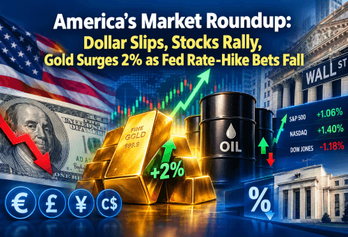 America’s Market Roundup: Dollar Slips, Stocks Rally, Gold Surges 2% as Fed Rate-Hike Bets Fall